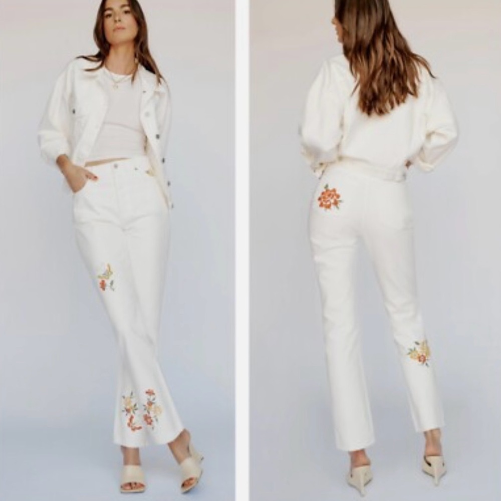 Reformation Floral Embroidered Jeans